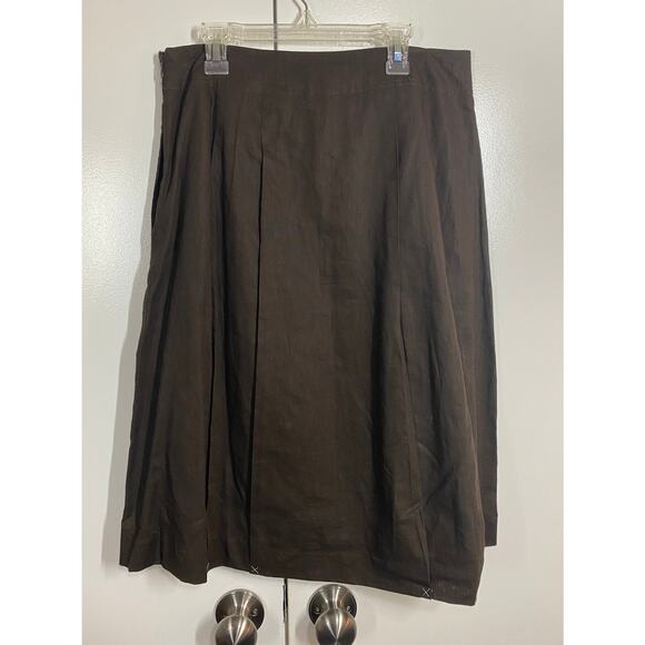 Ann Taylor Loft Skirt Brown Linen Blend Embroidered Floral Flared Boho Sz 4 NEW - Picture 6 of 9